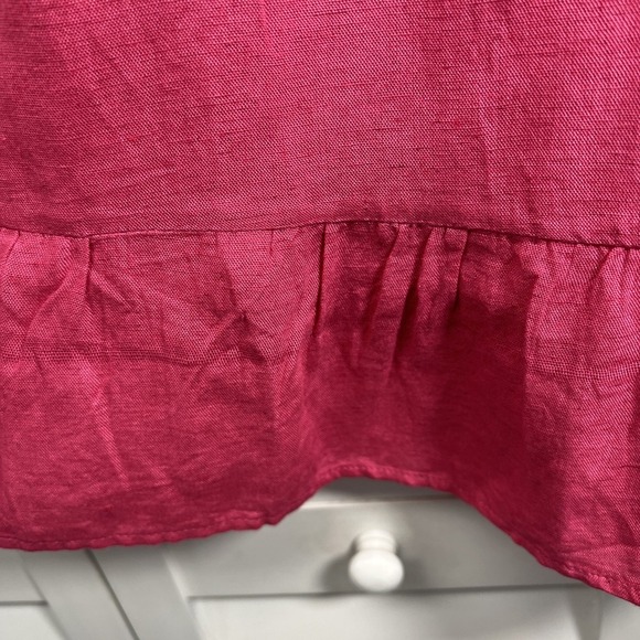 Sim & Sam Linen Blend Puff Sleeve Mini Dress Sundress Size Medium Hot Pink NWT - Picture 9 of 11